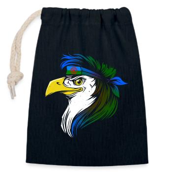 Roma - Closable cotton gift bag (14x20cm) - navy - Front