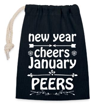 new year cheers january peers - Sac cadeau en coton avec cordon (14 x 20 cm) - bleu marine - Devant