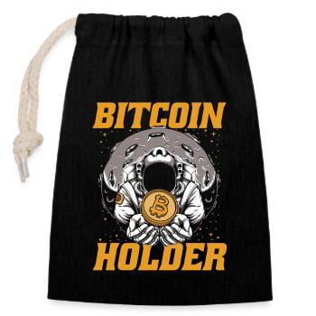Bitcoin Holder Blockchain Crypto Cryptocurrency - Closable cotton gift bag (14x20cm) - black - Front