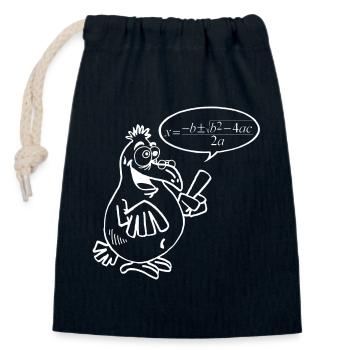 Weißer Schlauer Vogel - Verschließbarer Geschenkbeutel aus Baumwolle (14x20cm) - Navy - Vorne