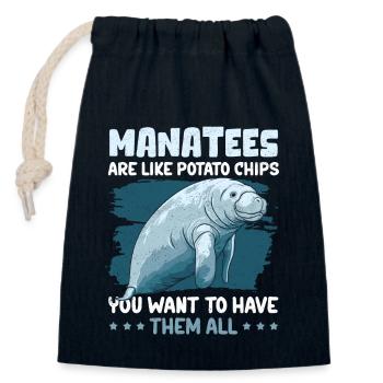 Manatee Manatee Manatee Manatee Gift - Closable cotton gift bag (14x20cm) - navy - Front