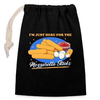 Mozzarella Sticks Käse Geschenk - Verschließbarer Geschenkbeutel aus Baumwolle (14x20cm) - Schwarz - Vorne