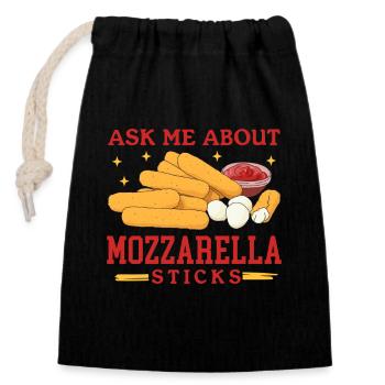 Mozzarella Sticks Käseliebhaber Geschenk - Verschließbarer Geschenkbeutel aus Baumwolle (14x20cm) - Schwarz - Vorne