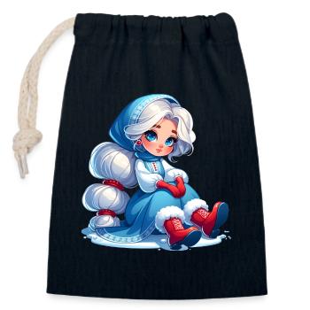 Ded Moroz Snegurotschka russischer Weihnachtsmann - Verschließbarer Geschenkbeutel aus Baumwolle (14x20cm) - Navy - Vorne