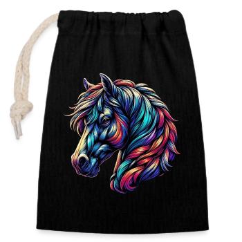 Horse - Closable cotton gift bag (14x20cm) - black - Front