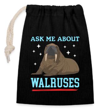 Walrus Walrus Gift - Closable cotton gift bag (14x20cm) - black - Front