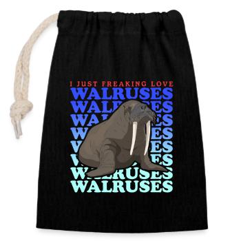 Walrus Walrus Gift - Closable cotton gift bag (14x20cm) - black - Front