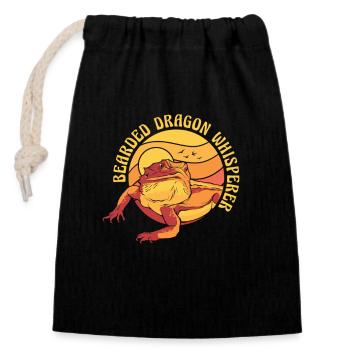 Bearded Dragon Whisperer Pogona Pet Lizard - Closable cotton gift bag (14x20cm) - black - Front