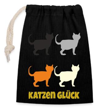 Bonheur des chats - Sac cadeau en coton avec cordon (14 x 20 cm) - noir - Devant