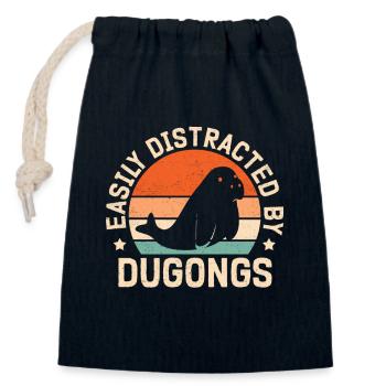 Dugong Forktail Manatee Pig Gift - Closable cotton gift bag (14x20cm) - navy - Front