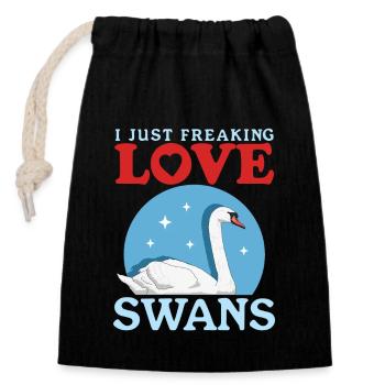 Swans Swans Swan Lover Gift - Closable cotton gift bag (14x20cm) - black - Front