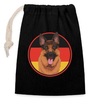 Schäferhunde Deutscher Schäferhund Hund Geschenk - Verschließbarer Geschenkbeutel aus Baumwolle (14x20cm) - Schwarz - Vorne