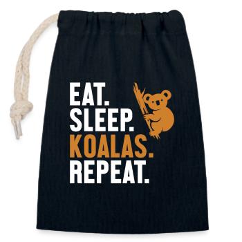 Manger Dormir Koalas Répéter Koalabear Eucalyptus - Sac cadeau en coton avec cordon (14 x 20 cm) - bleu marine - Devant