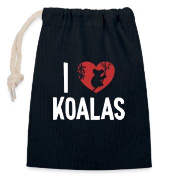 J’aime Koalas Koalabear Eucalyptus Amoureux Koala - Sac cadeau en coton avec cordon (14 x 20 cm) - bleu marine - Devant
