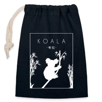 Koala Chinois Hanzi Koalabear Phascolarctos - Sac cadeau en coton avec cordon (14 x 20 cm) - bleu marine - Devant