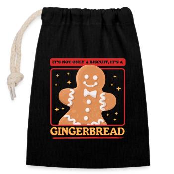 Pain d’épice pain d’épice bonhomme cadeau - Sac cadeau en coton avec cordon (14 x 20 cm) - noir - Devant