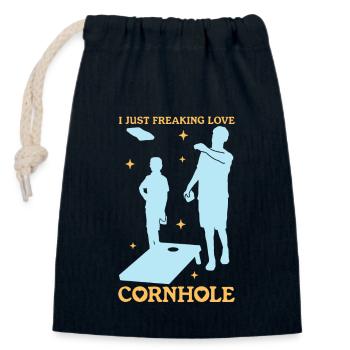 Cornhole Bean Bag Spieler Sackloch Geschenk - Verschließbarer Geschenkbeutel aus Baumwolle (14x20cm) - Navy - Vorne