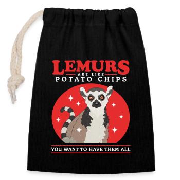 Lemur Ring-tailed Lemur Lemur Gift - Closable cotton gift bag (14x20cm) - black - Front