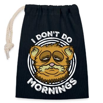 Ich mache nicht morgens, morgendlich, Menschen, Katze, Haustier, lustig - Verschließbarer Geschenkbeutel aus Baumwolle (14x20cm) - Navy - Vorne