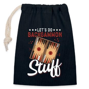 Backgammon Board Game | Backgammon Game Gift - Closable cotton gift bag (14x20cm) - navy - Front