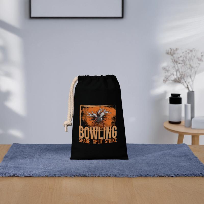 Bowling - Spare - Split - Strike Verschließbarer Geschenkbeutel aus Baumwolle (14x20cm)