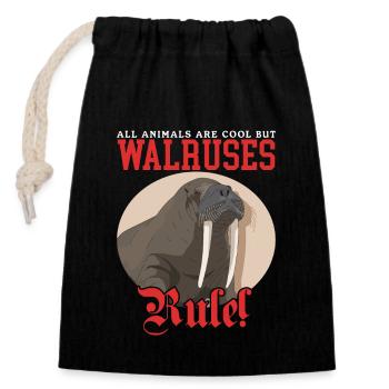 Walrus Walrus Gift - Closable cotton gift bag (14x20cm) - black - Front