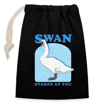 Swans Swans Swan Lover Gift - Closable cotton gift bag (14x20cm) - black - Front