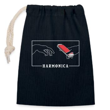 Michel-Ange Création de la bouche d’harmonica d’Adam - Sac cadeau en coton avec cordon (14 x 20 cm) - bleu marine - Devant