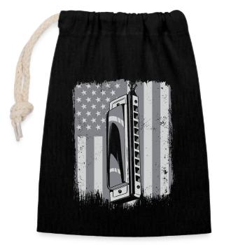 Harmonica drapeau américain harmonique bouche harpe - Sac cadeau en coton avec cordon (14 x 20 cm) - noir - Devant