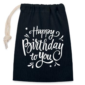 Birthday Script Handwritten Celebration - Closable cotton gift bag (14x20cm) - navy - Front