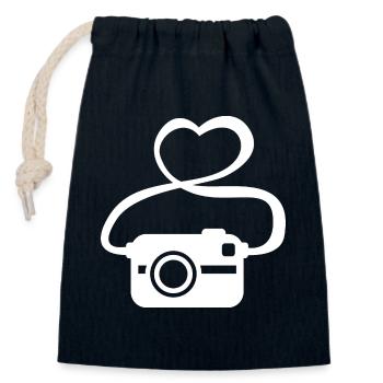 Photography Lover - Closable cotton gift bag (14x20cm) - navy - Front