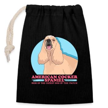 American Cocker Spaniel maman chiens cadeau - Sac cadeau en coton avec cordon (14 x 20 cm) - noir - Devant