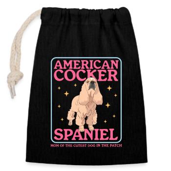 American Cocker Spaniel maman chien cadeau - Sac cadeau en coton avec cordon (14 x 20 cm) - noir - Devant