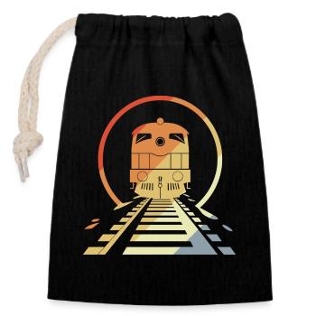 Retro Railroad - Closable cotton gift bag (14x20cm) - black - Front