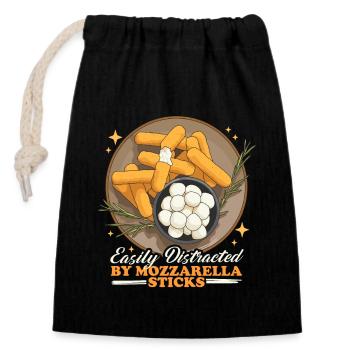 Mozzarella Sticks Käseliebhaber Geschenk - Verschließbarer Geschenkbeutel aus Baumwolle (14x20cm) - Schwarz - Vorne