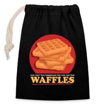 Waffles Waffle Lover Funny Waffle Gift - Closable cotton gift bag (14x20cm) - black - Front