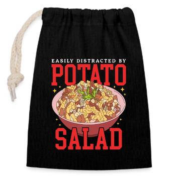 Salade de pommes de terre Salade de pommes de terre cadeau - Sac cadeau en coton avec cordon (14 x 20 cm) - noir - Devant