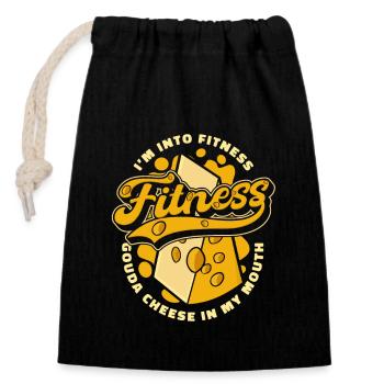 Je Suis Dans Le Gouda Fitness Dans Ma Bouche Maker Queso - Sac cadeau en coton avec cordon (14 x 20 cm) - noir - Devant