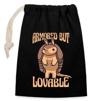 La fée rose blindée mais adorable Chlamyphoridae - Sac cadeau en coton avec cordon (14 x 20 cm) - noir - Devant