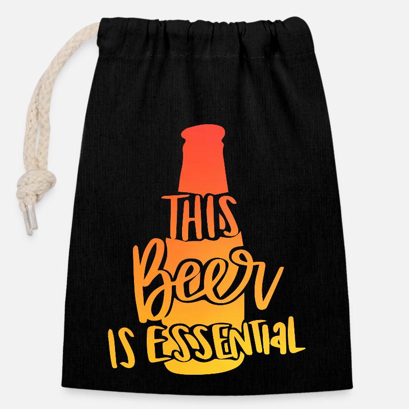 This Beer Is Essential - Verschließbarer Geschenkbeutel aus Baumwolle (14x20cm) - Schwarz