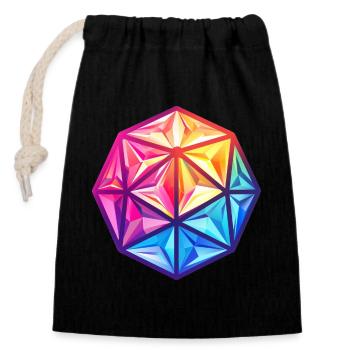 Geometrischer W20 D20 Würfel – Fantasy RPG - Verschließbarer Geschenkbeutel aus Baumwolle (14x20cm) - Schwarz - Vorne