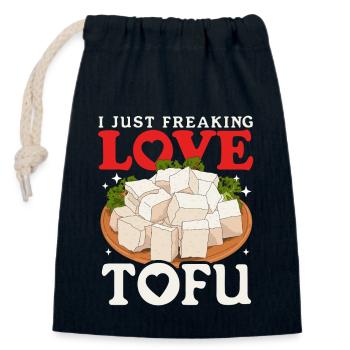 Tofu Vegan Bean Curd Bean Cheese Gift - Sac cadeau en coton avec cordon (14 x 20 cm) - bleu marine - Devant