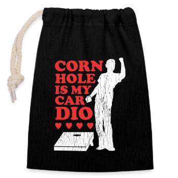 Cornhole Player Bean Bag Blind Hole Cadeau - Sac cadeau en coton avec cordon (14 x 20 cm) - noir - Devant