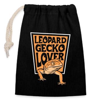 Gecko léopard amoureux Gekkota lézard à crête - Sac cadeau en coton avec cordon (14 x 20 cm) - noir - Devant