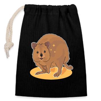 Quokka Kangaroo Short Tail Kangaroo Gift - Closable cotton gift bag (14x20cm) - black - Front