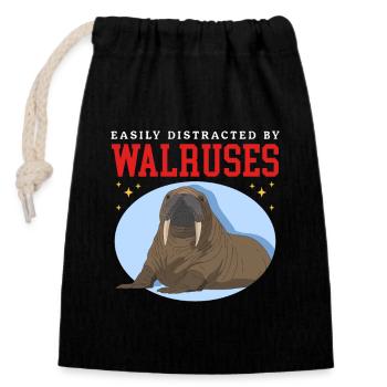 Walrus Walrus Walrus Walrus Gift - Closable cotton gift bag (14x20cm) - black - Front