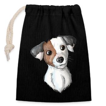 Jack Russell Pattern 8 - Verschließbarer Geschenkbeutel aus Baumwolle (14x20cm) - Schwarz - Vorne
