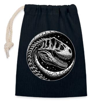 Schwarz-weißes Dinosaurierskeletts für Dino Fans - Verschließbarer Geschenkbeutel aus Baumwolle (14x20cm) - Navy - Vorne