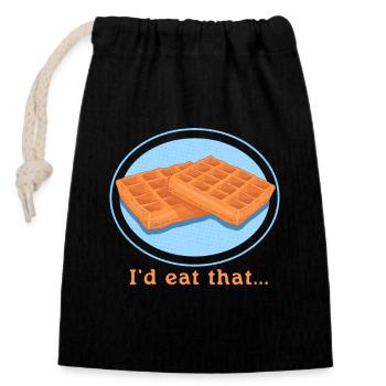 Waffle Waffle Lover Waffles Gift - Closable cotton gift bag (14x20cm) - black - Front