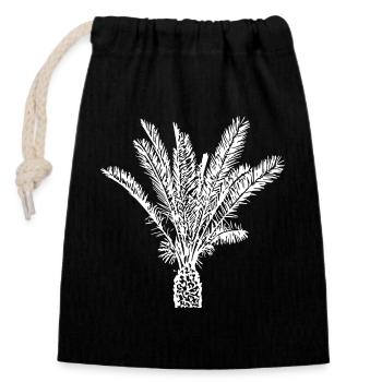 Palm Tree White - Closable cotton gift bag (14x20cm) - black - Front